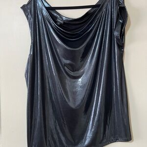 Torrid Shiny Black Draped Blouse